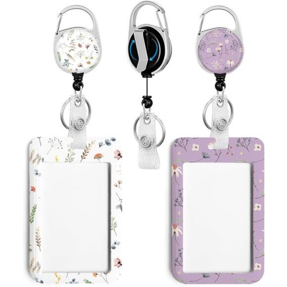 2 Pack ID Badge Holder Retractable Badge Reel Clip Keychain Heavy Duty School Of - Picture 3 of 8